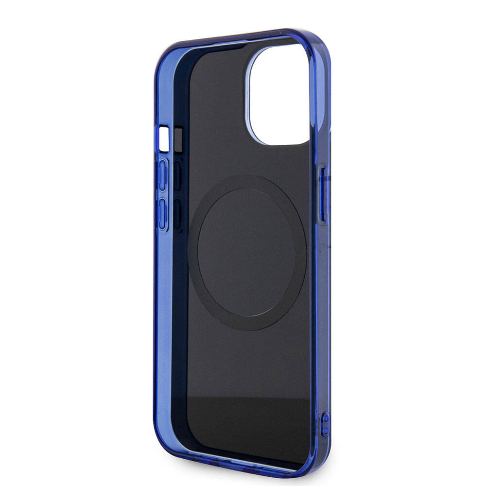 Mercedes Benz iPhone 15 Orjinal Lisanslı M-safe Şarj Özellikli Çift Katmanlı Mavi Yıldız Desenli Kılıf