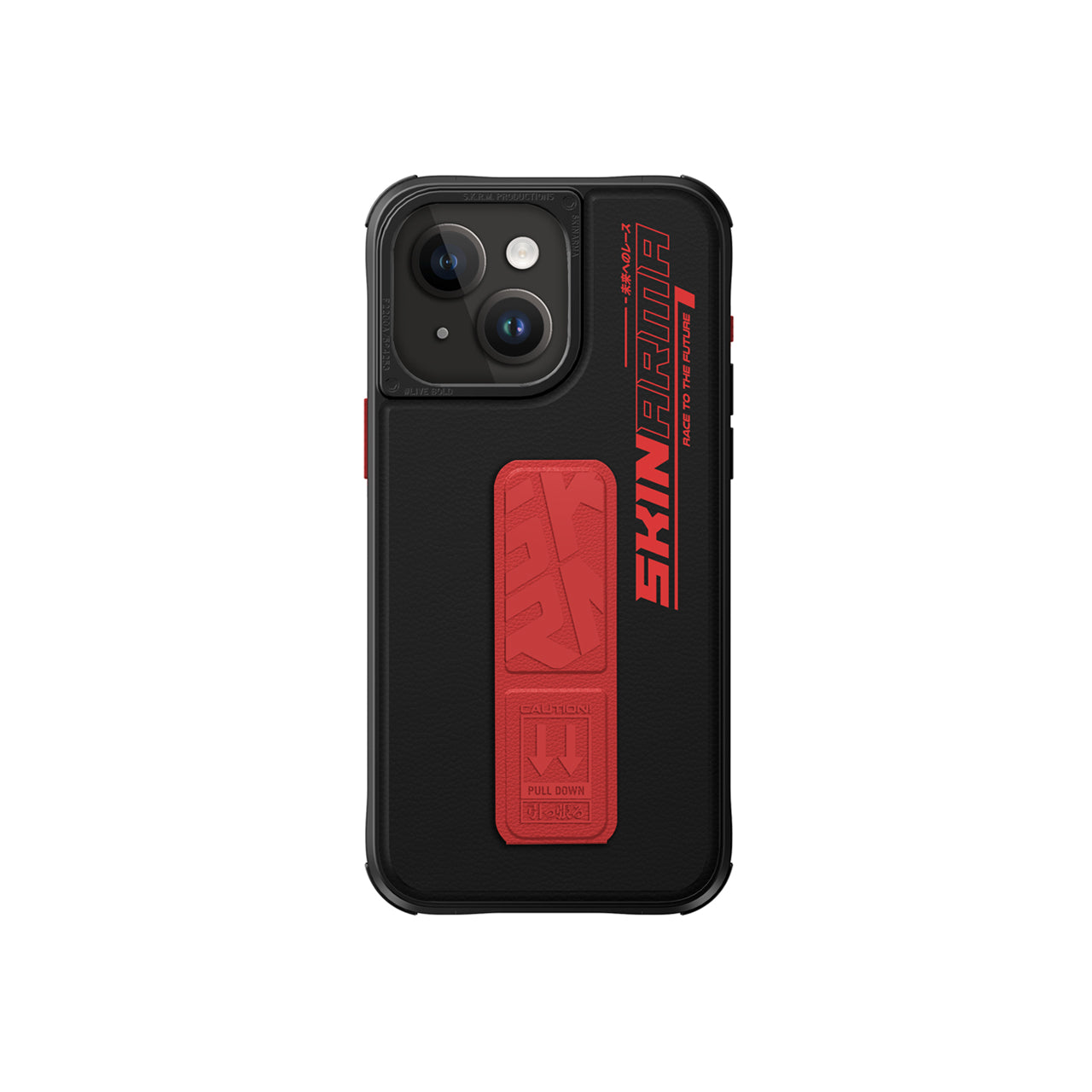 SkinArma iPhone 15 Standlı Deri Görünümlü Slate Telefon Kılıfı