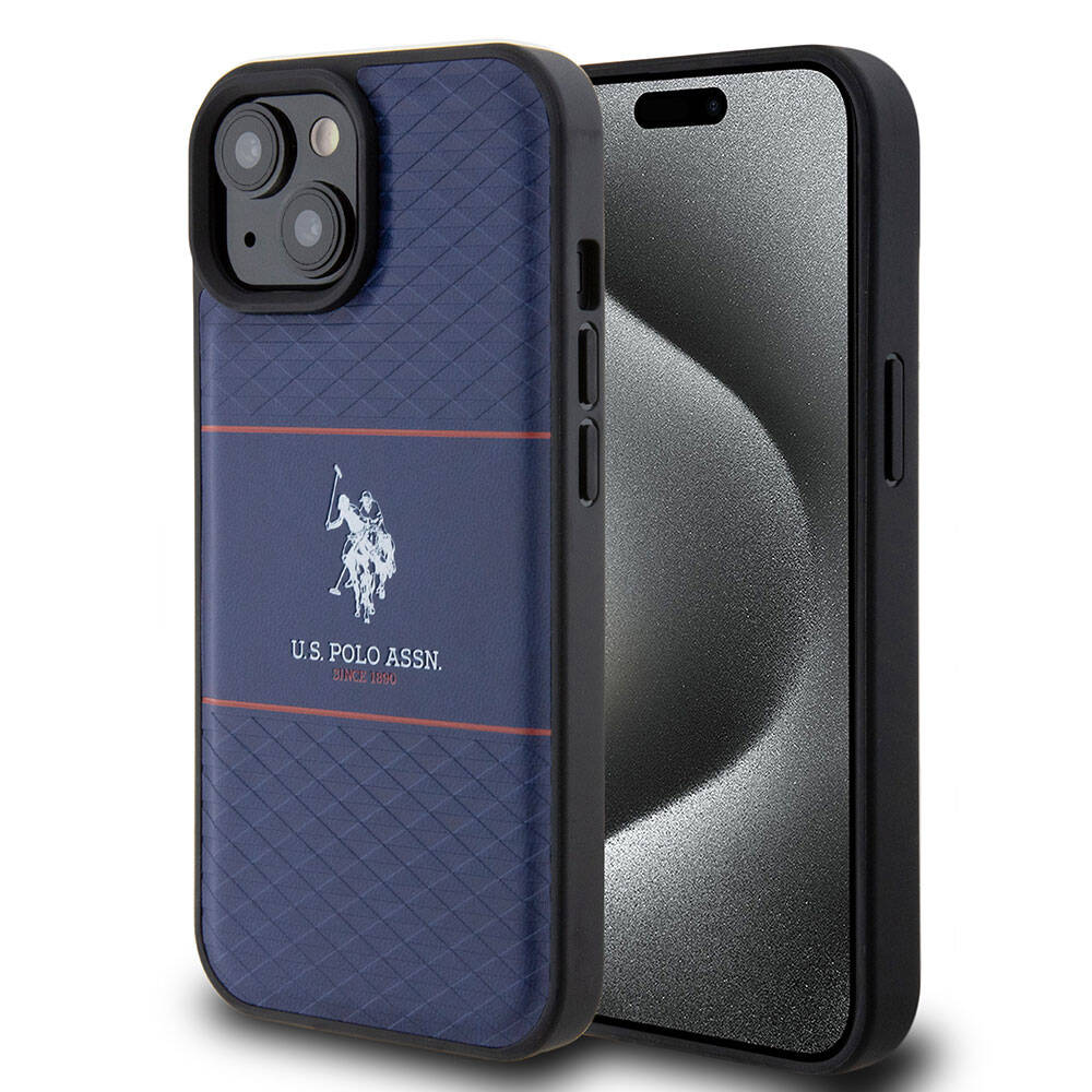 U.S. Polo Assn. iPhone 15 Orjinal Lisanslı Deri Şeritli Logo Dizayn Telefon Kılıfı - 1