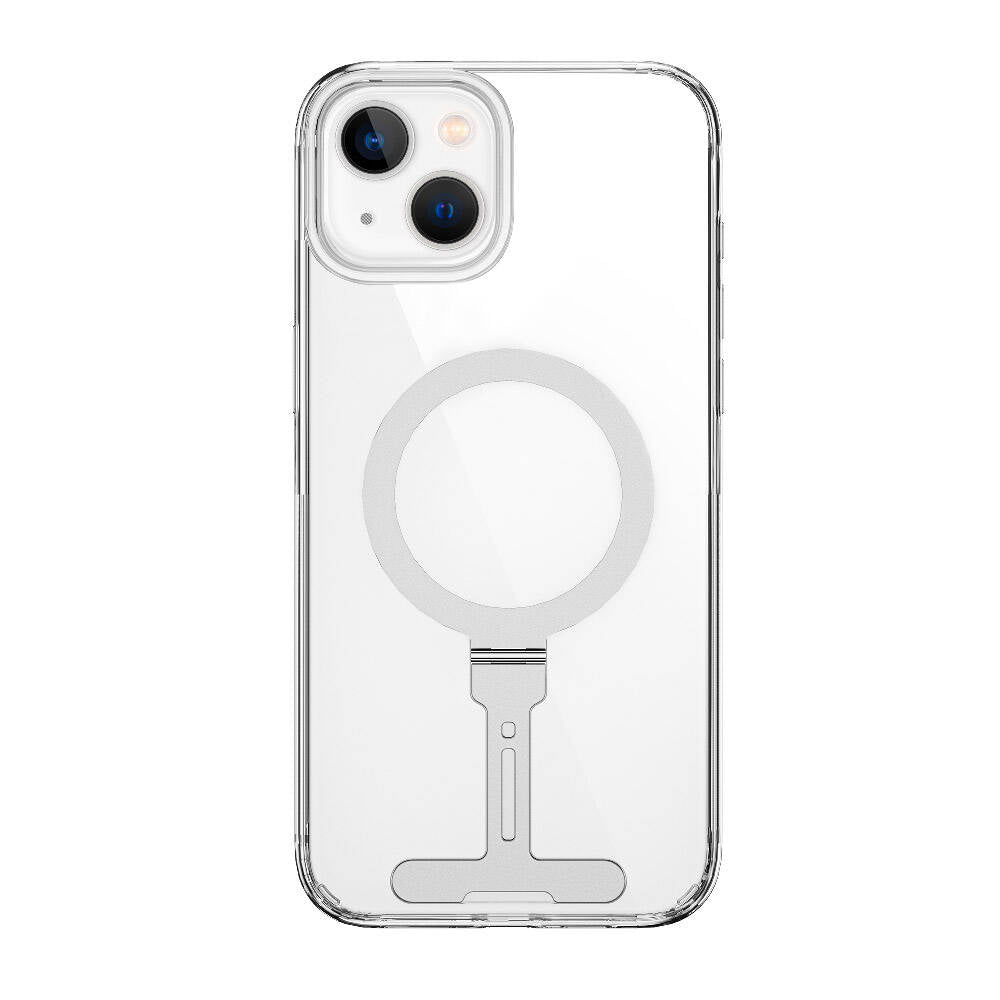 Wiwu FYY-014 iPhone 15 M-safe Şarj Özellikli Alüminyum Alaşım Metal Standlı Şeffaf Kılıf