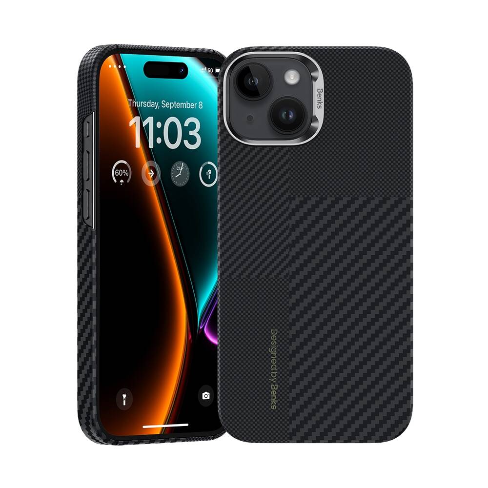 Benks Montage ArmorAir iPhone 15 M-safe Şarj Özellikli Karbon Fiber Kevlar Kılıf