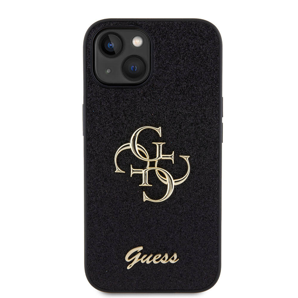 Guess iPhone 15 Plus Orjinal Lisanslı 4G Büyük Metal Logolu Glitter Telefon Kılıfı