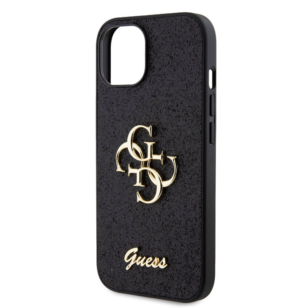 Guess iPhone 15 Plus Orjinal Lisanslı 4G Büyük Metal Logolu Glitter Telefon Kılıfı