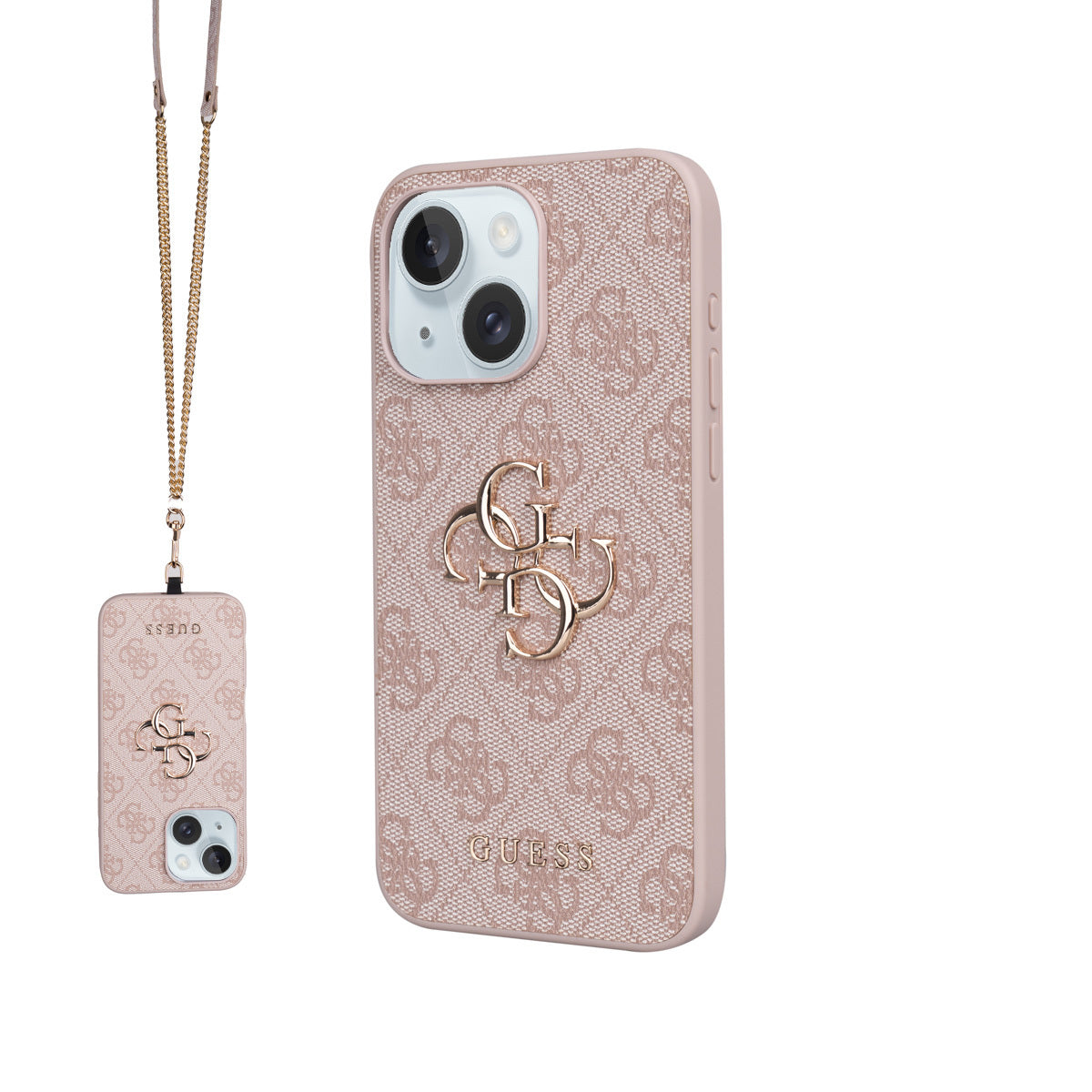 Guess iPhone 15 Plus Orjinal Lisanslı PU Deri 4G Büyük Metal Logolu Çapraz Vücut Askılı Kılıf