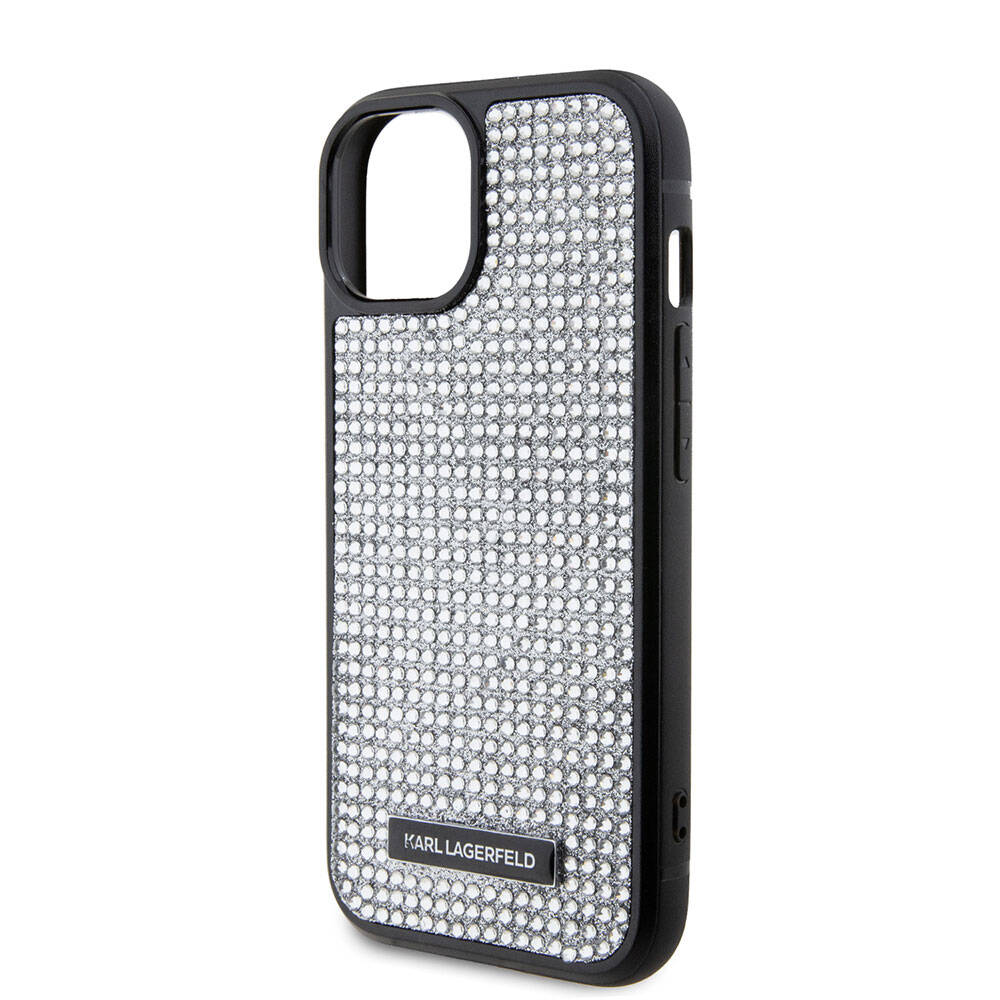 Karl Lagerfeld iPhone 15 Plus Taşlı Metal Logo Orjinal Lisanslı Kılıf