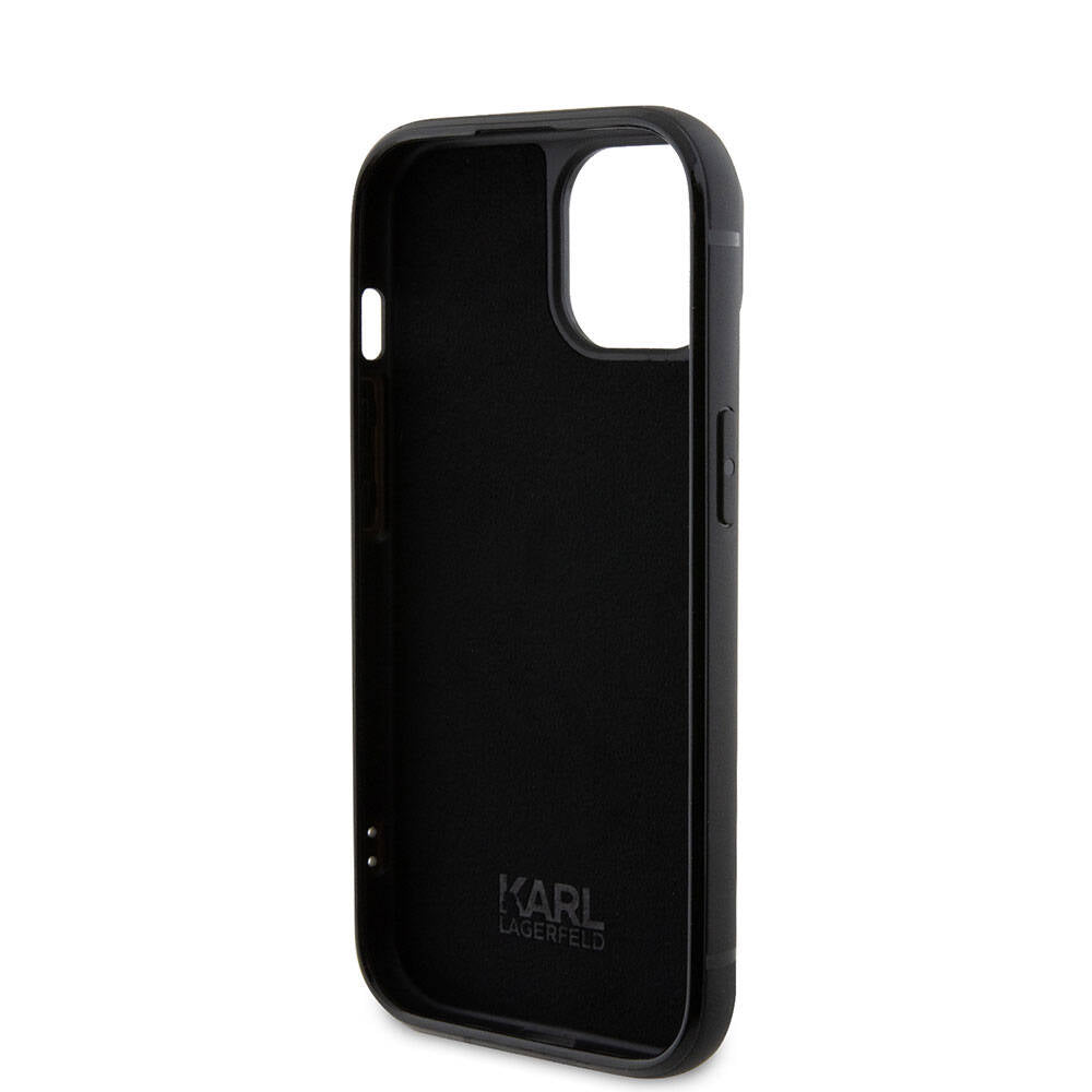 Karl Lagerfeld iPhone 15 Plus Taşlı Metal Logo Orjinal Lisanslı Kılıf