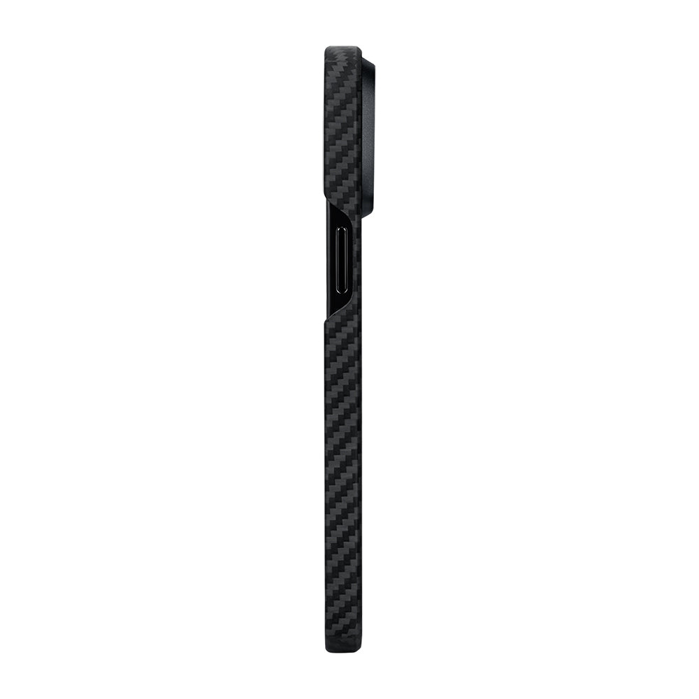 Pitaka Ultra-Slim Classic Serisi iPhone 15 Plus Kılıf M-safe Şarj Özellikli 1500D Aramid Fiber Black-Grey Twill Kılıf