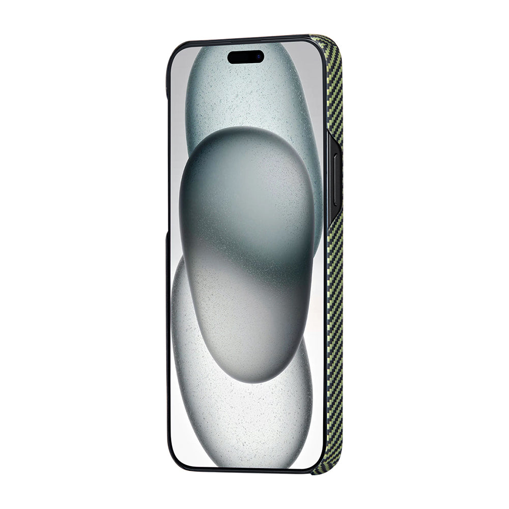 Pitaka Tactile Woven Orchestra Serisi iPhone 15 Plus Kılıf M-safe Şarj Özellikli 600D Aramid Fiber Overture Kılıf