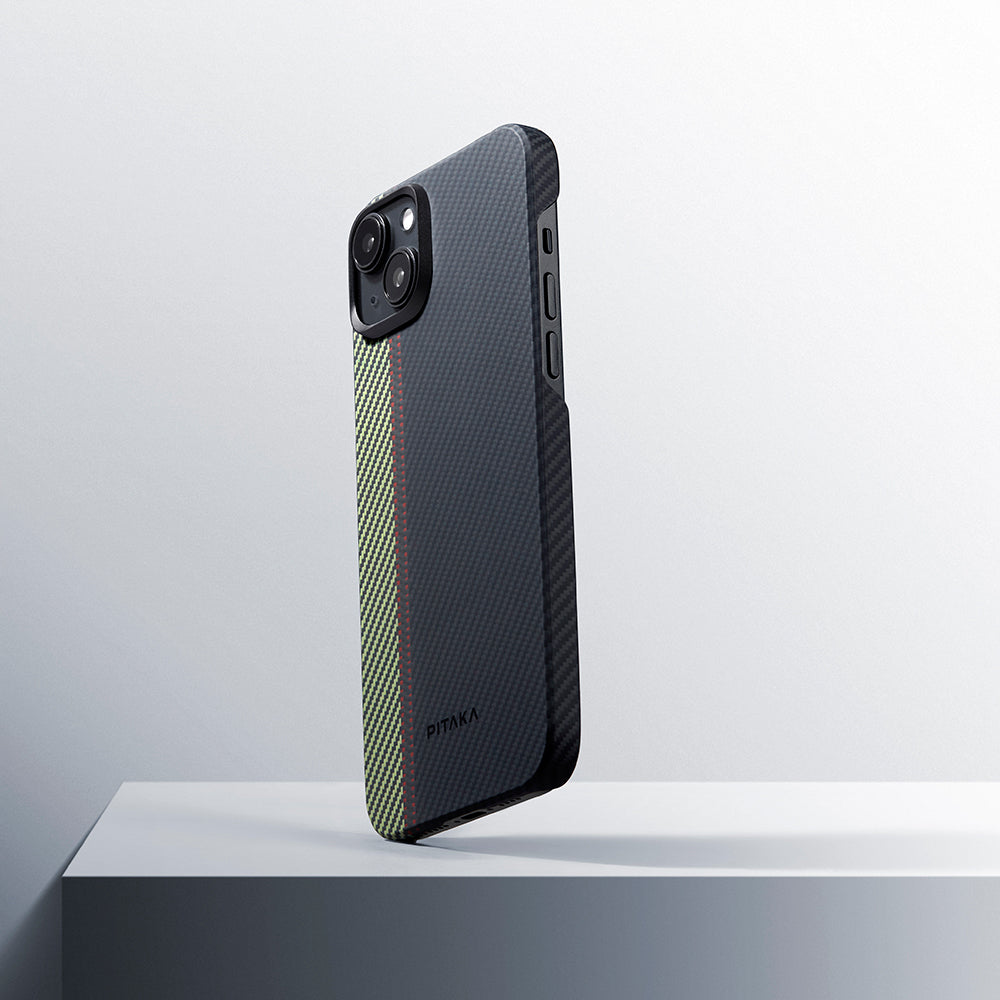 Pitaka Tactile Woven Orchestra Serisi iPhone 15 Plus Kılıf M-safe Şarj Özellikli 600D Aramid Fiber Overture Kılıf