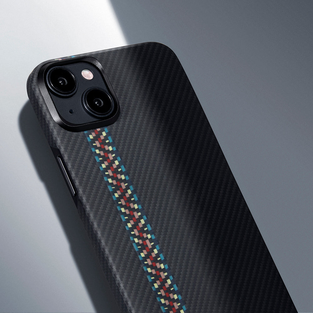 Pitaka Tactile Woven Orchestra Serisi iPhone 15 Plus M-safe Şarj Özellikli 600D Aramid Fiber Rhapsody Kılıf