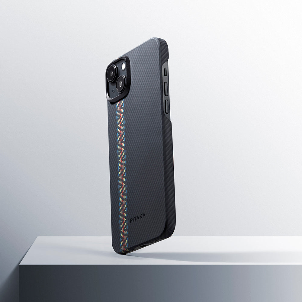 Pitaka Tactile Woven Orchestra Serisi iPhone 15 Plus M-safe Şarj Özellikli 600D Aramid Fiber Rhapsody Kılıf