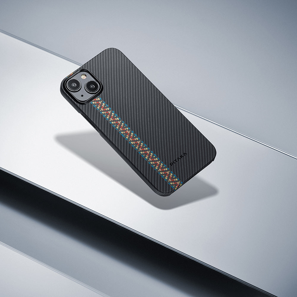 Pitaka Tactile Woven Orchestra Serisi iPhone 15 Plus M-safe Şarj Özellikli 600D Aramid Fiber Rhapsody Kılıf