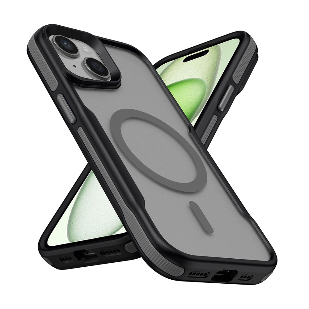 Cepax iPhone 15 Plus M-safe Şarj Özellikli Renkli Kenar Airbag Şeritli Lamer Kılıf