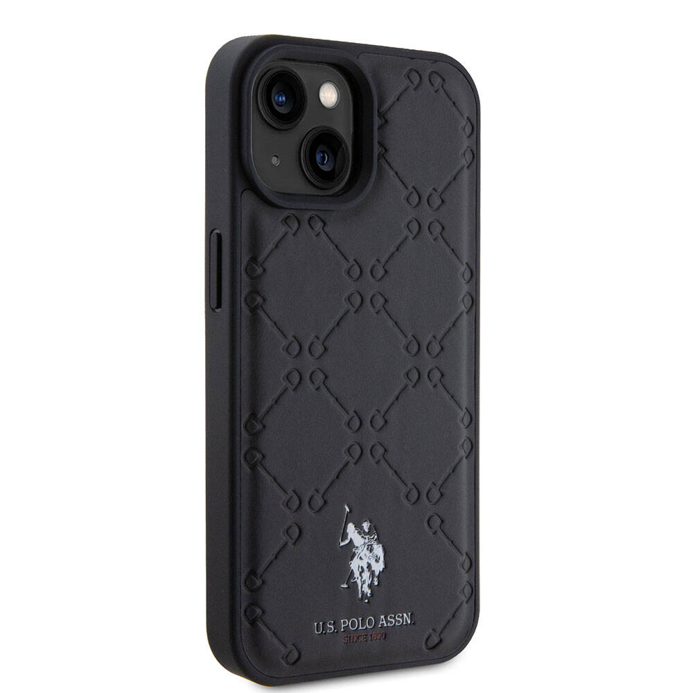 U.S. Polo Assn. iPhone 15 Plus Orjinal Lisanslı HS Desenli Baskı Logolu Suni Deri Kılıf