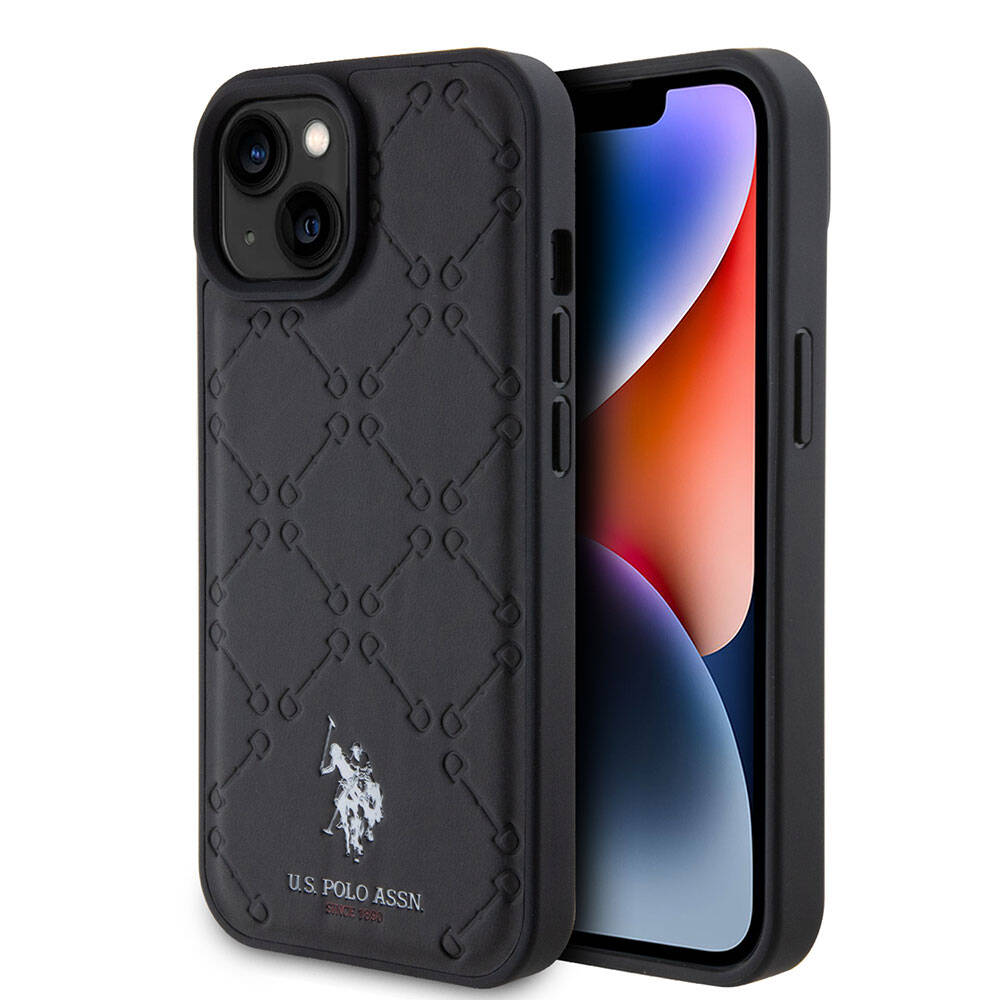 U.S. Polo Assn. iPhone 15 Plus Orjinal Lisanslı HS Desenli Baskı Logolu Suni Deri Kılıf