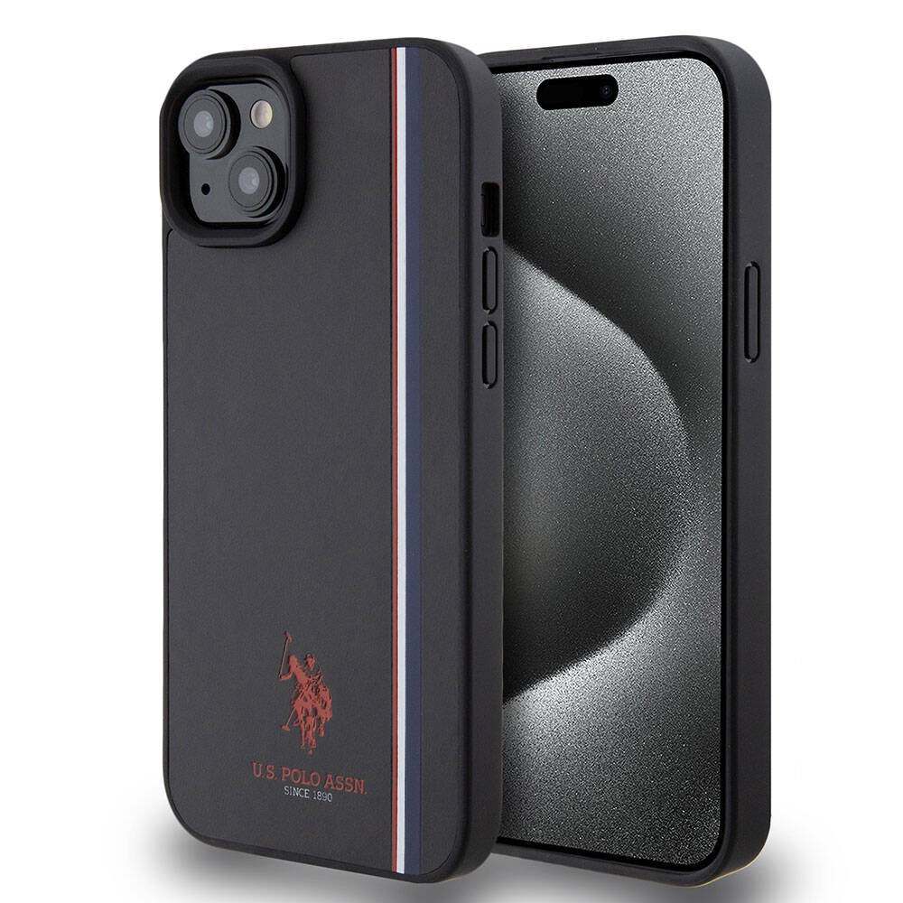 U.S. Polo Assn. iPhone 15 Plus Orjinal Lisanslı Üç Renk Şerit Tasarımlı Baskı Logolu Telefon Kılıfı - 1