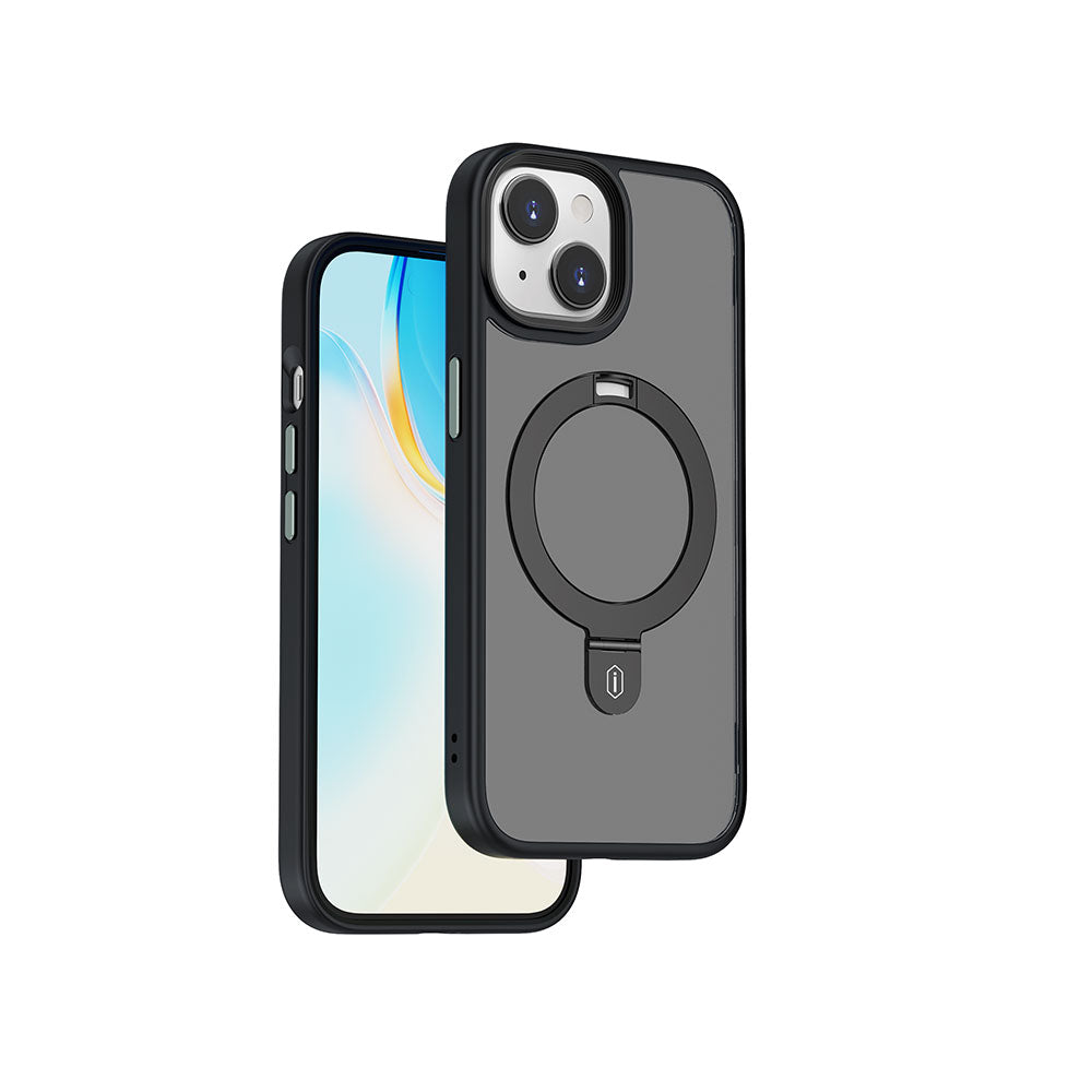 Wiwu ZMM-010 iPhone 15 Plus M-safe Şarj Özellikli Mat Arka Yüzey Standlı Telefon Kılıfı