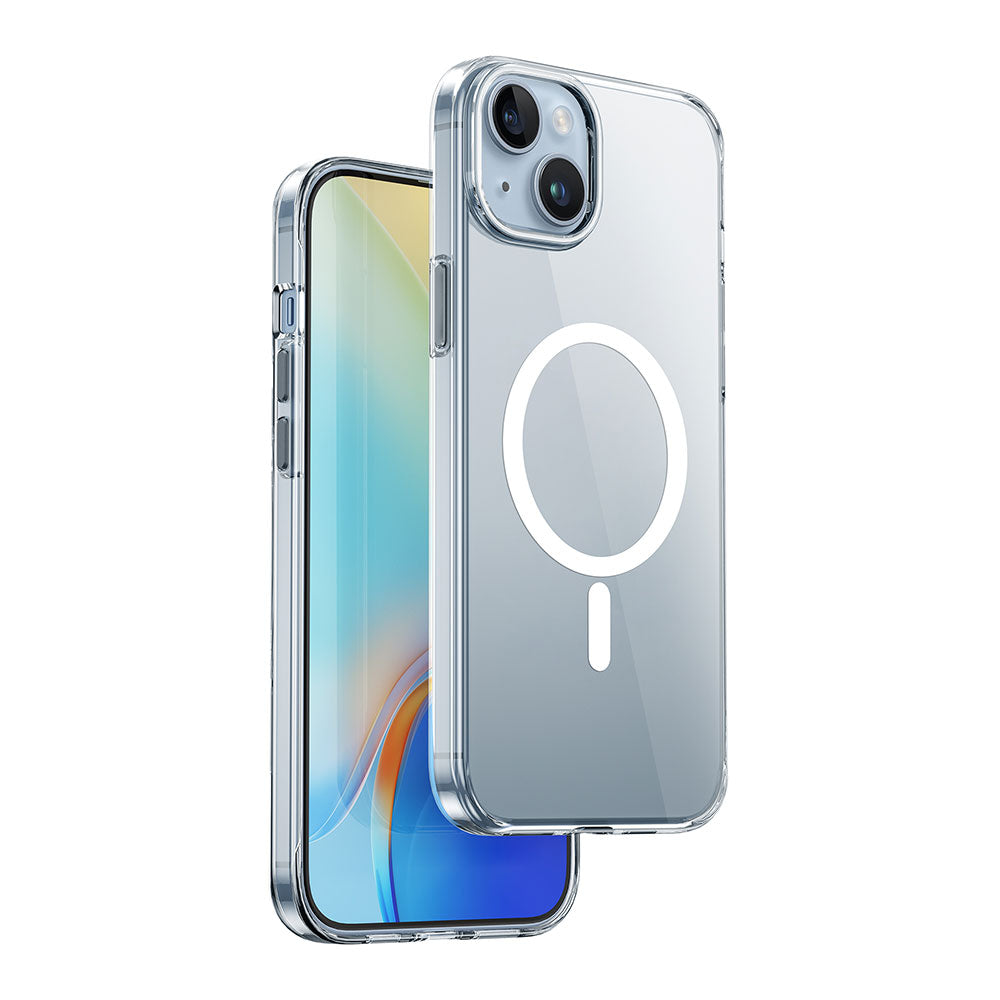 Wiwu ZYS-013 iPhone 15 Plus M-safe Şarj Özellikli Renkli Kamera Çerçeveli Şeffaf Jelly Kılıf