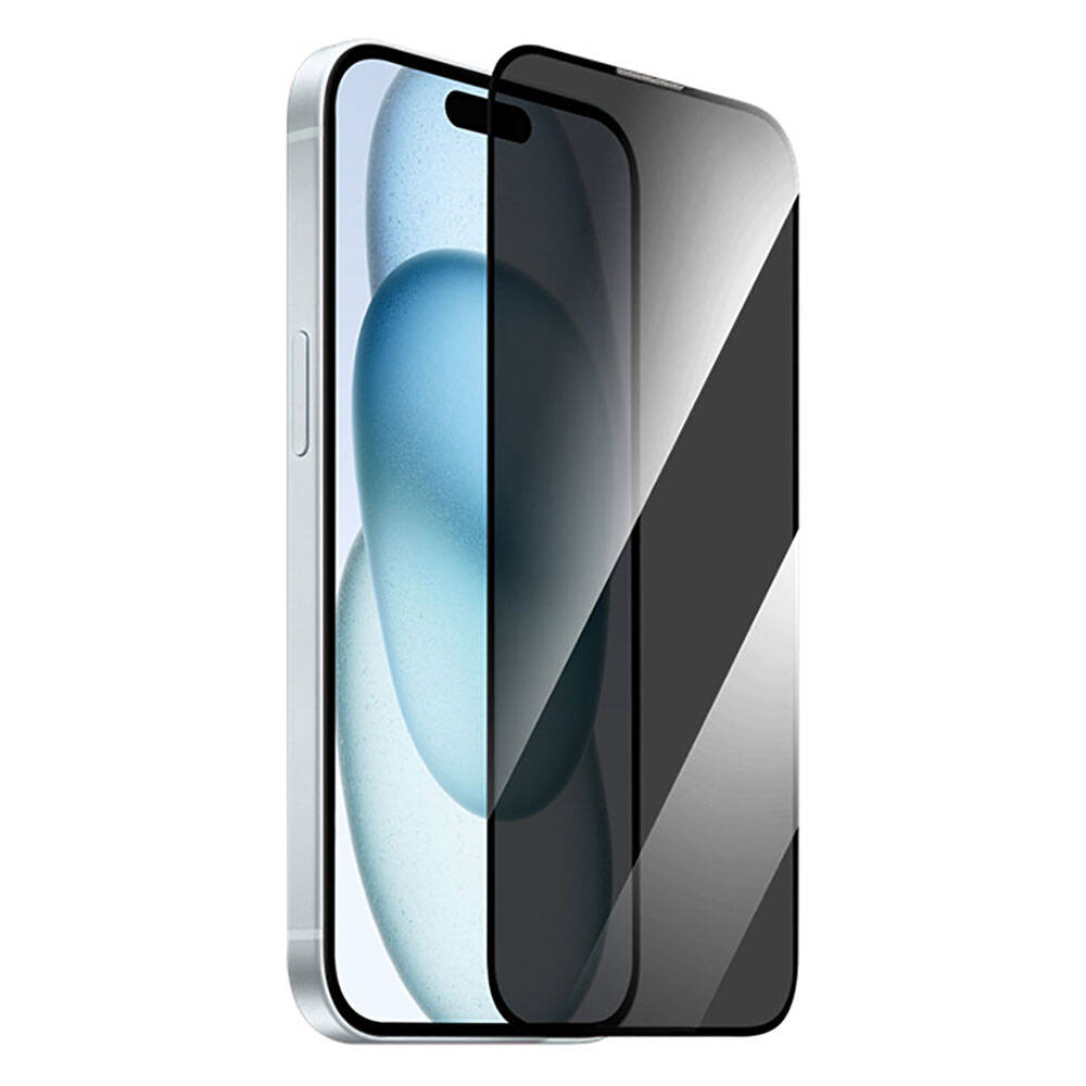 Wiwu GT-011 iPhone 15 Plus Anti-Bakteriyel Özellikli Polimer Oleofobik Kaplama Temperli Privacy Cam Ekran Koruyucu