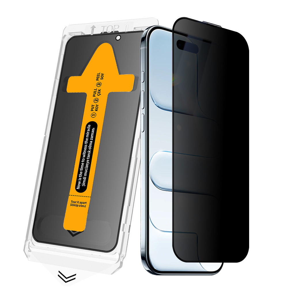 Cepax 2.5D Oliv iPhone 15 Plus Privacy Temperli Cam Ekran Koruyucu + Kolay Uygulama Aparatı