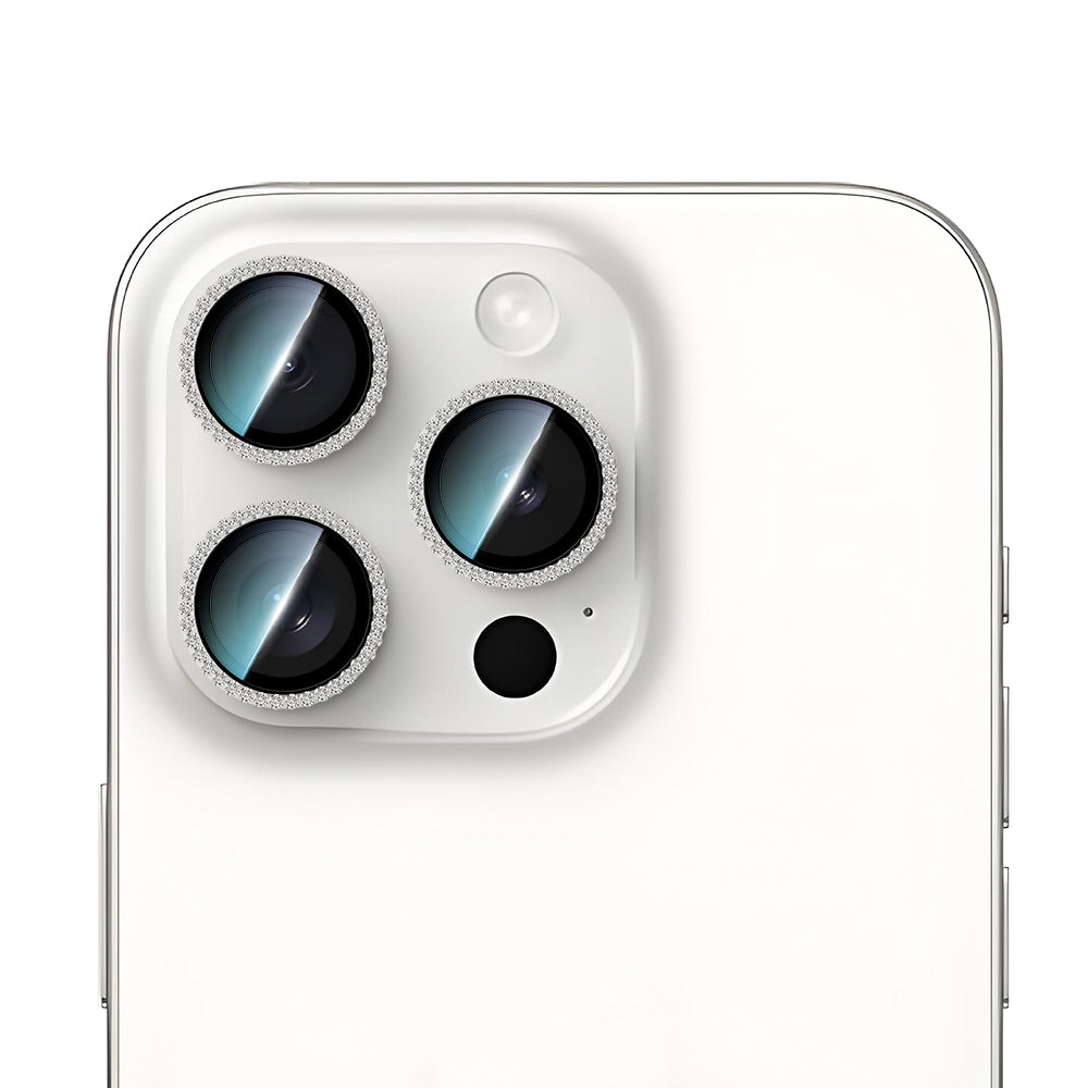 CaseWorld Alloy Sparkling Diamond Serisi iPhone 15 Pro Taşlı Lens Koruyucu