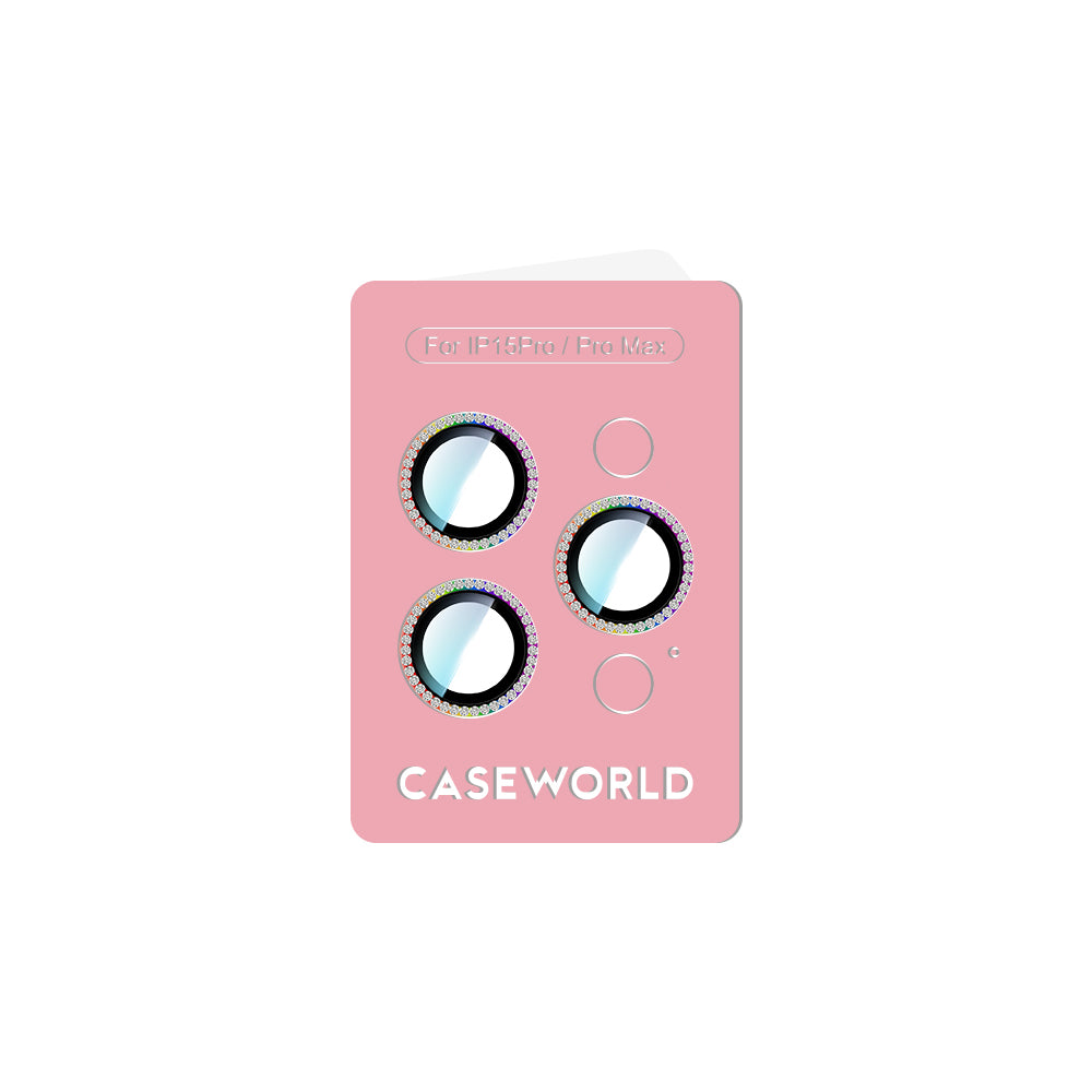 CaseWorld Alloy Sparkling Diamond Serisi iPhone 15 Pro Taşlı Lens Koruyucu