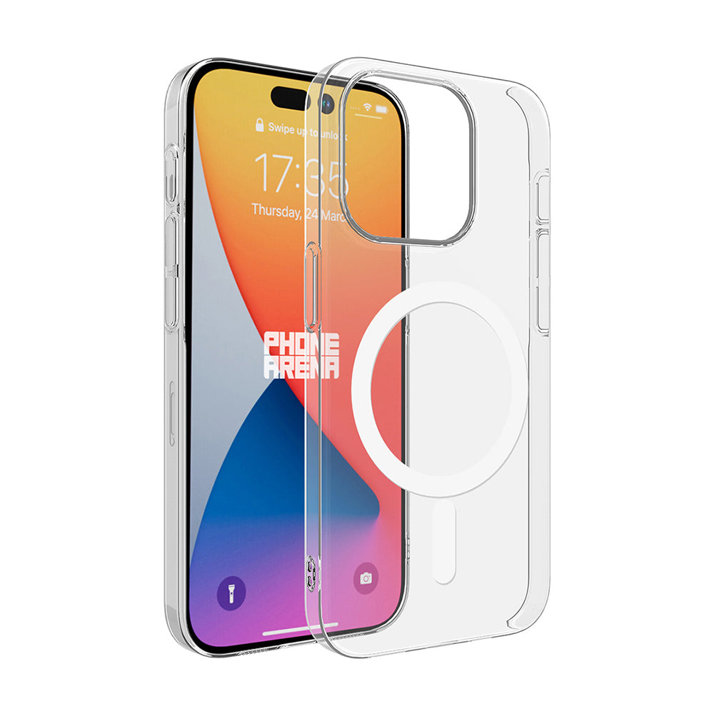 Cepax iPhone 15 Pro Kamera Korumalı M-Safe Şarj Özellikli Şeffaf London Sert PC Kılıf
