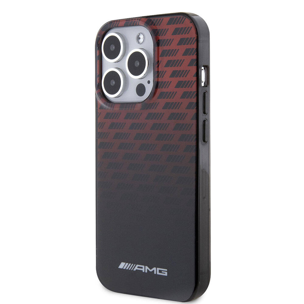 AMG iPhone 15 Pro Orjinal Lisanslı Çift Katmanlı Küçük Logolu Dörtgen Şerit Desenli Kılıf