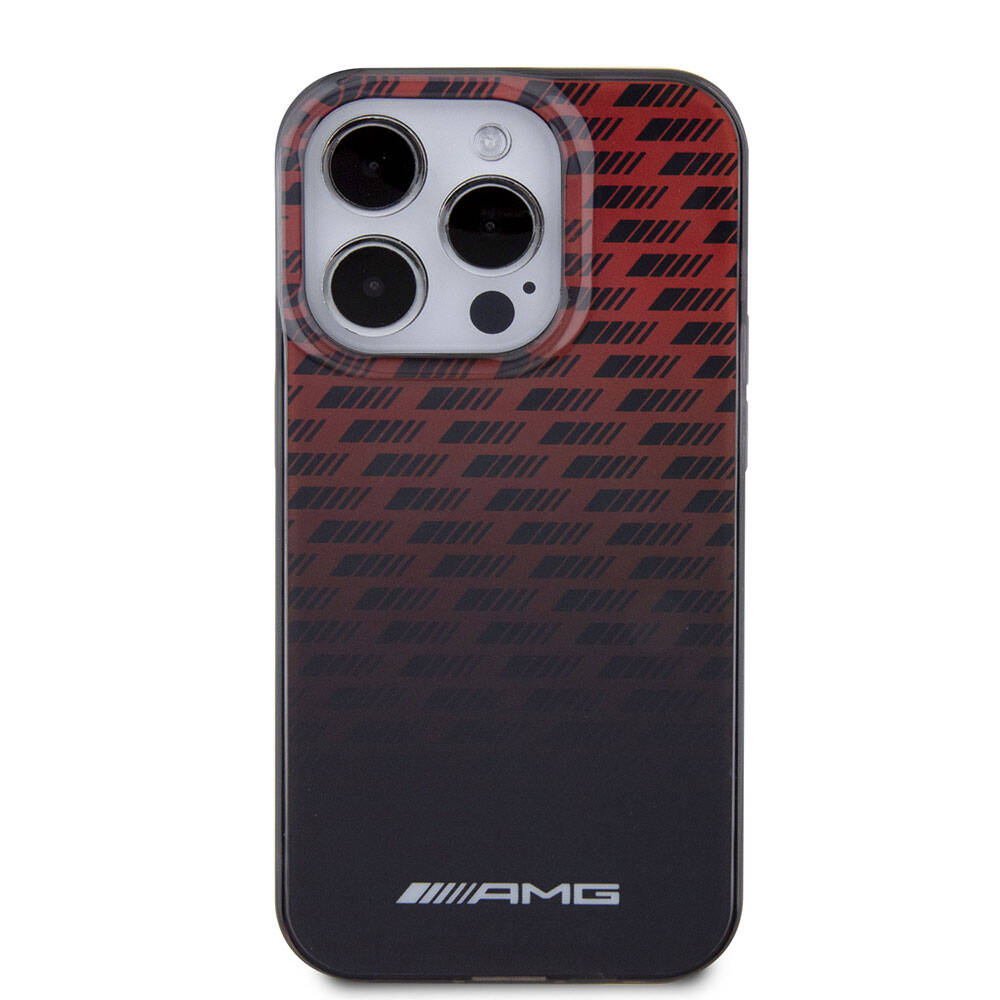 AMG iPhone 15 Pro Orjinal Lisanslı Çift Katmanlı Küçük Logolu Dörtgen Şerit Desenli Kılıf