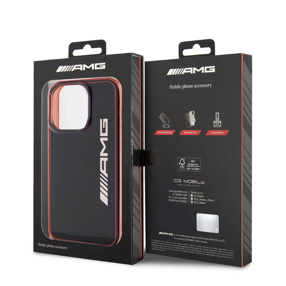 AMG iPhone 15 Pro Orjinal Lisanslı Çift Katmanlı Şeffaf Büyük Logo Telefon Kılıfı