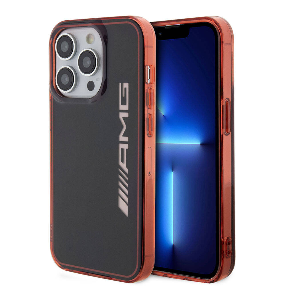 AMG iPhone 15 Pro Orjinal Lisanslı Çift Katmanlı Şeffaf Büyük Logo Telefon Kılıfı
