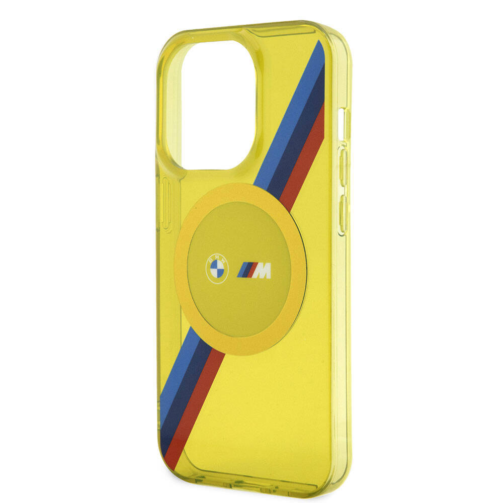 BMW iPhone 15 Pro M-safe Şarj Özellikli Transparan Tricolor Stripes Orjinal Lisanslı Kılıf
