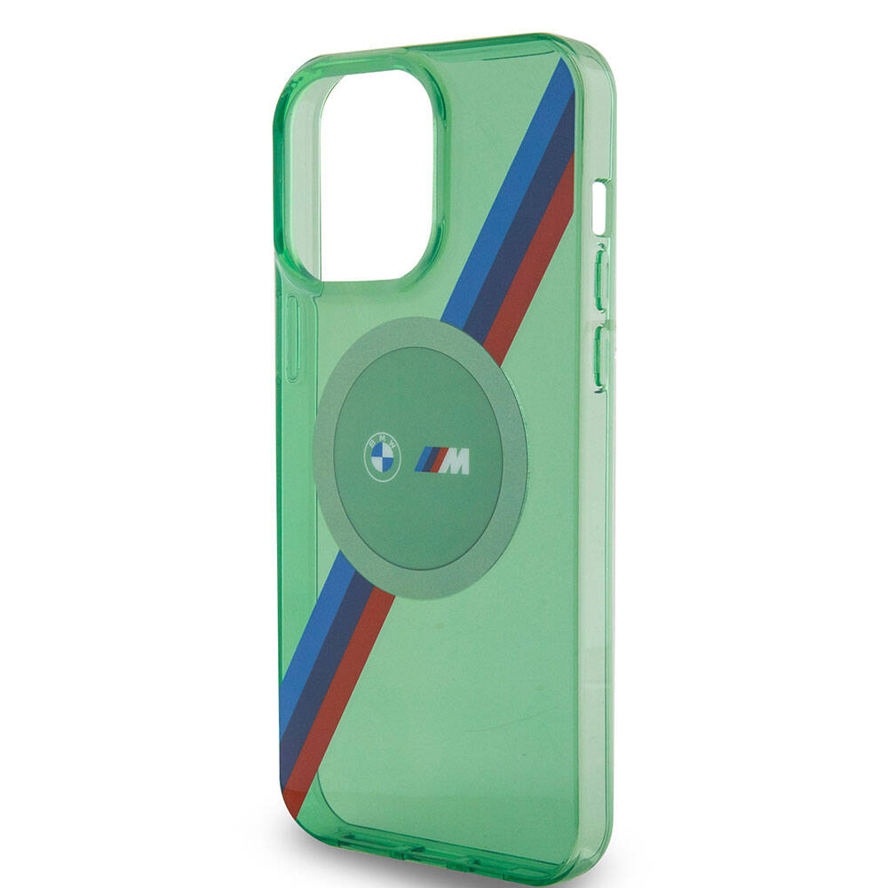 BMW iPhone 15 Pro M-safe Şarj Özellikli Transparan Tricolor Stripes Orjinal Lisanslı Kılıf