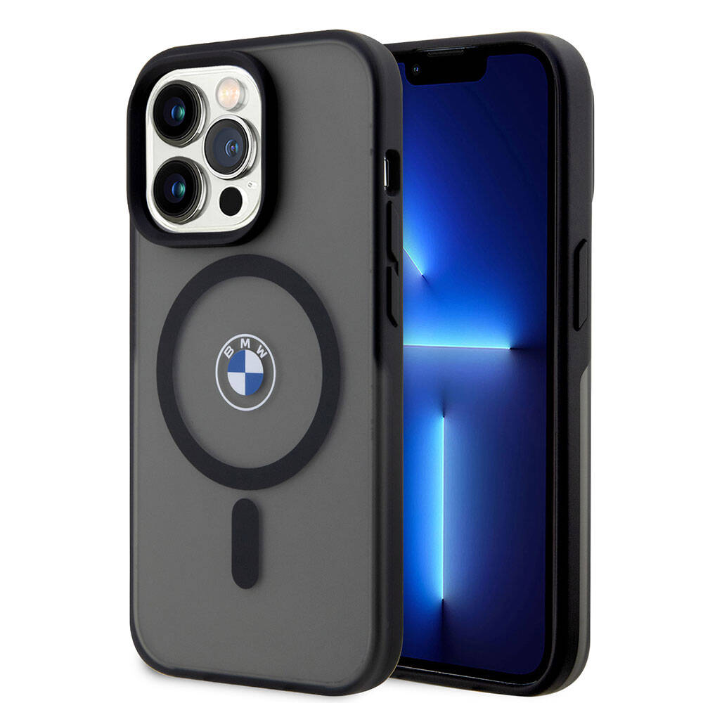BMW iPhone 15 Pro Orjinal Lisanslı Magsafe Şarj Özellikli IML Baskı Logolu Buzlu Mat Telefon Kılıfı - 1