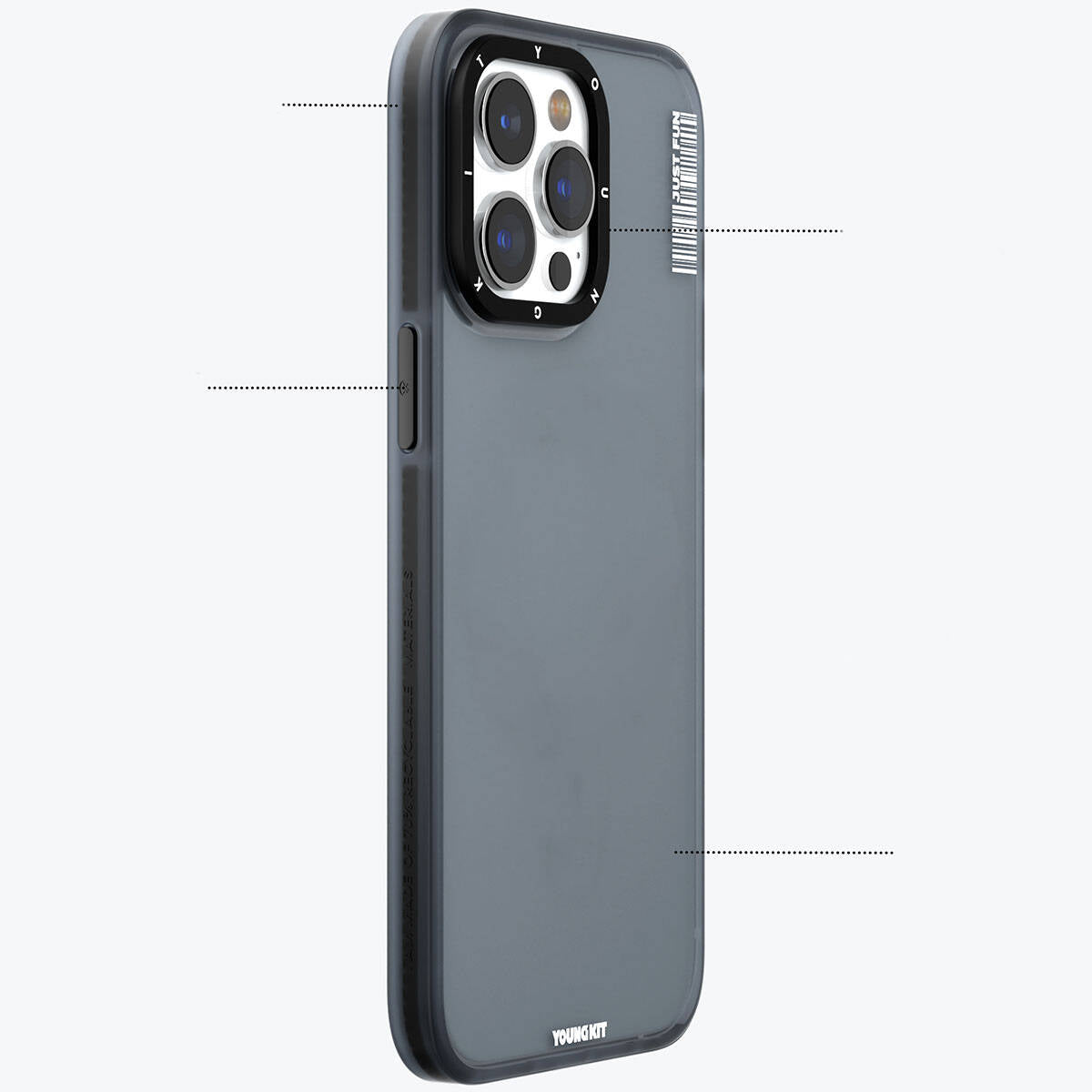 Youngkit Colored Sand Serisi iPhone 15 Pro Buzlu Mat Tasarım Telefon Kılıfı
