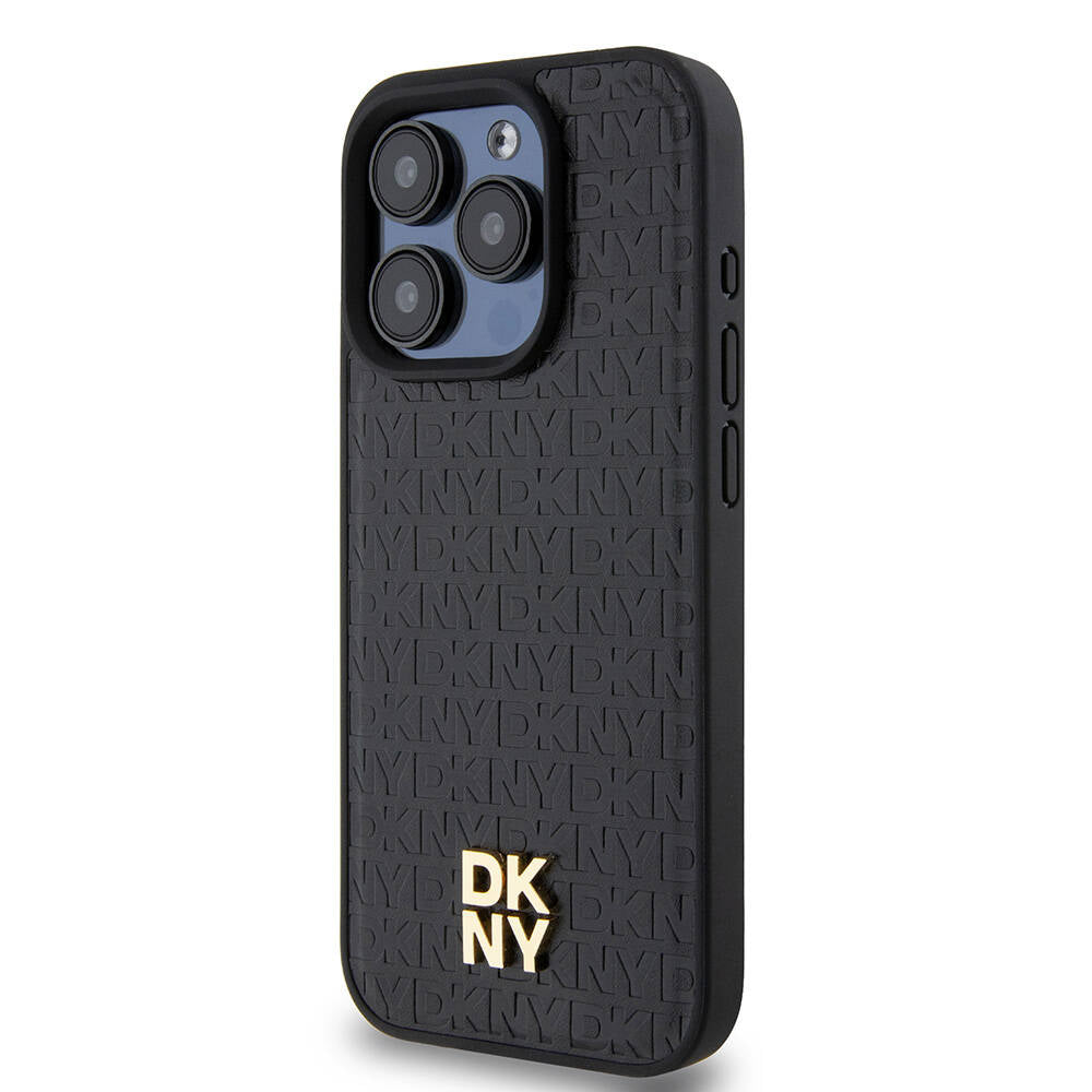 DKNY iPhone 15 Pro Orjinal Lisanslı M-safe Şarj Özellikli 3D Yazılı Repeat Pattern Kılıf