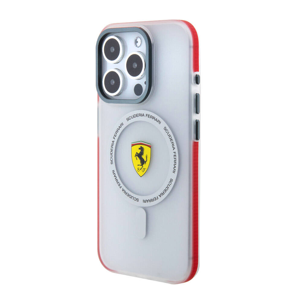 Ferrari iPhone 15 Pro Orjinal Lisanslı M-safe Şarj Özellikli Kontrast Bumper SF Ring Kılıf