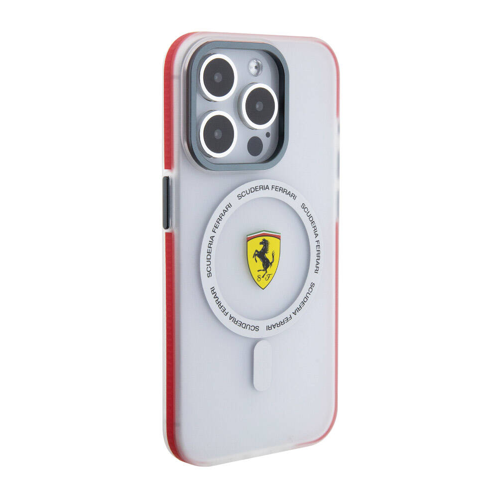 Ferrari iPhone 15 Pro Orjinal Lisanslı M-safe Şarj Özellikli Kontrast Bumper SF Ring Kılıf