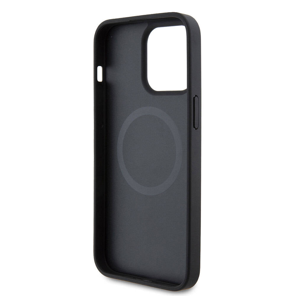 Ferrari iPhone 15 Pro Orjinal Lisanslı M-safe Şarj Özellikli Metal Logolu PU Karbon Kılıf