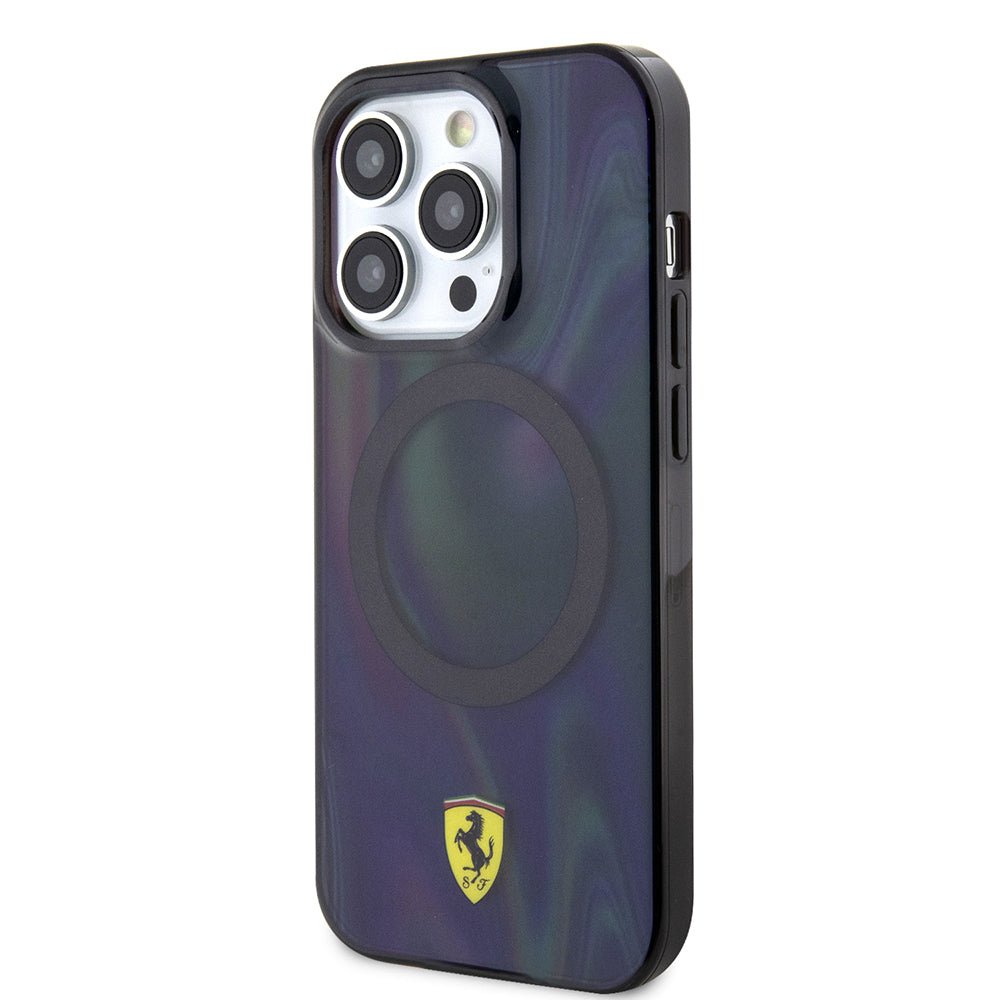 Ferrari iPhone 15 Pro Orjinal Lisanslı M-safe Şarj Özellikli Transparan Renk Geçişli Iridescent Kılıf