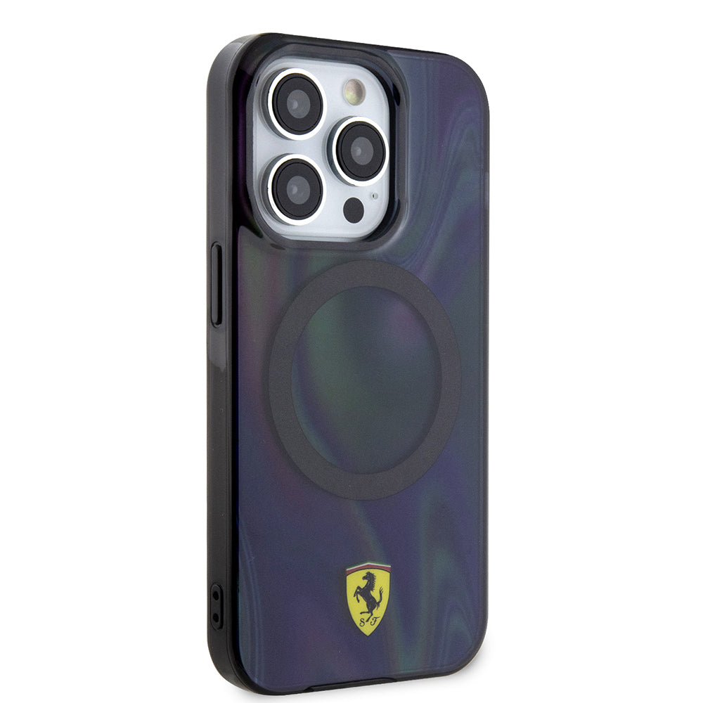 Ferrari iPhone 15 Pro Orjinal Lisanslı M-safe Şarj Özellikli Transparan Renk Geçişli Iridescent Kılıf
