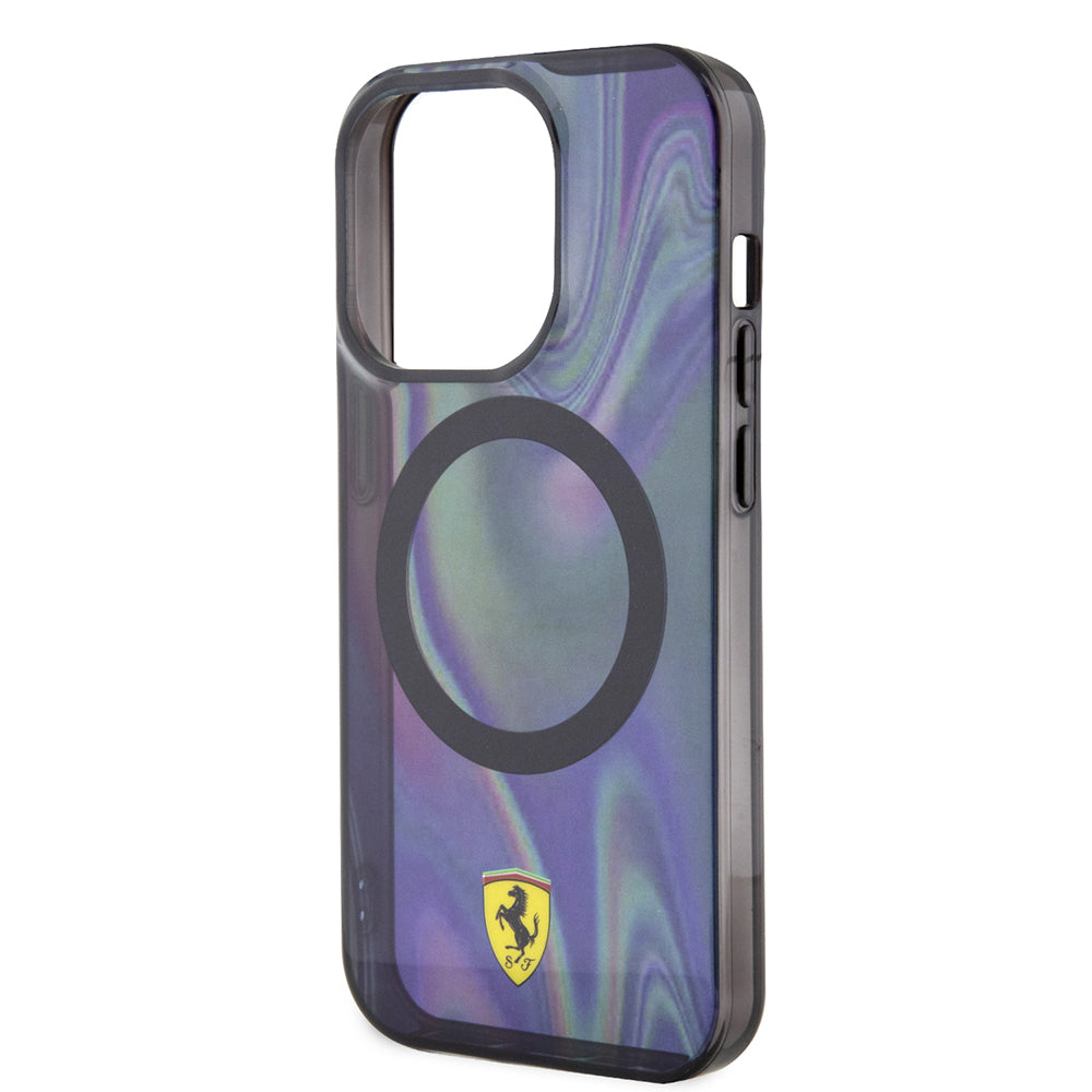 Ferrari iPhone 15 Pro Orjinal Lisanslı M-safe Şarj Özellikli Transparan Renk Geçişli Iridescent Kılıf