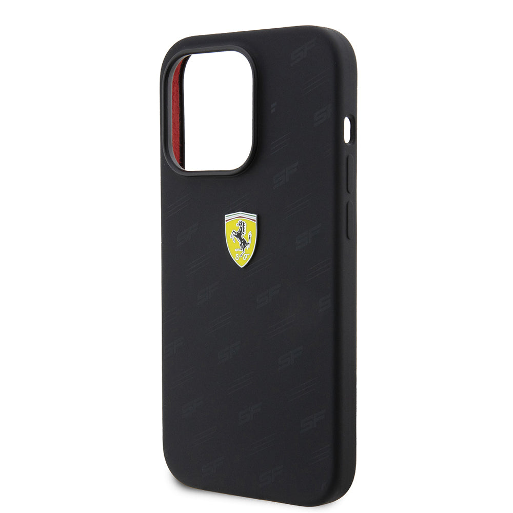Ferrari iPhone 15 Pro Orjinal Lisanslı Metal Logolu SF Yazılı Telefon Kılıfı