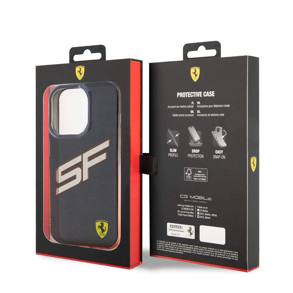 Ferrari iPhone 15 Pro Orjinal Lisanslı Transparan SF Yazılı Kenarları Renk Geçişli Kılıf