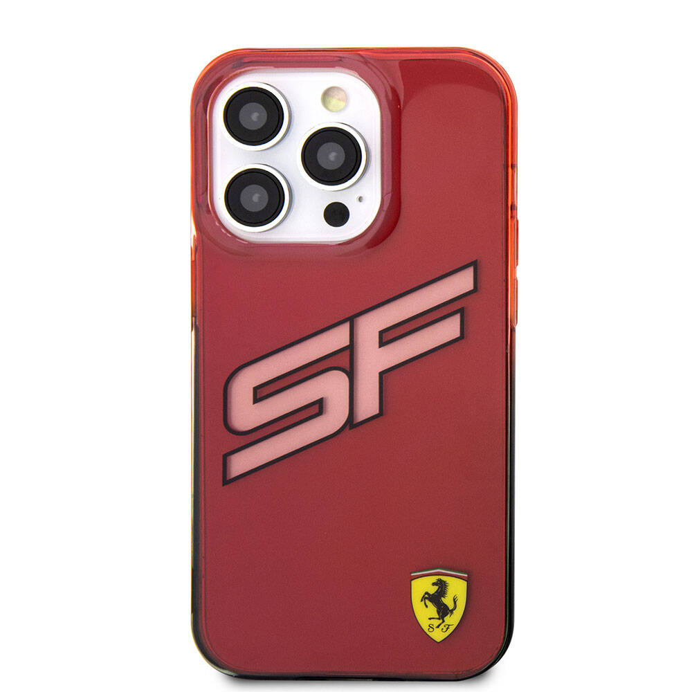 Ferrari iPhone 15 Pro Orjinal Lisanslı Transparan SF Yazılı Kenarları Renk Geçişli Kılıf