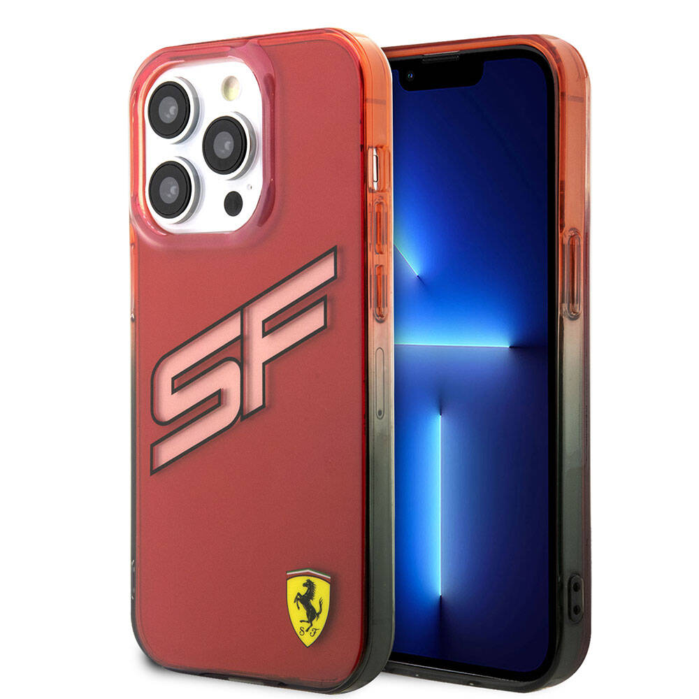 Ferrari iPhone 15 Pro Orjinal Lisanslı Transparan SF Yazılı Kenarları Renk Geçişli Kılıf