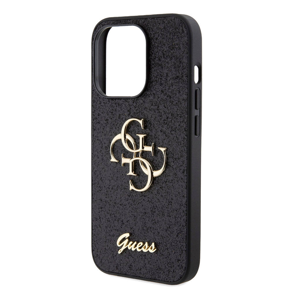 Guess iPhone 15 Pro Orjinal Lisanslı 4G Büyük Metal Logolu Glitter Telefon Kılıfı