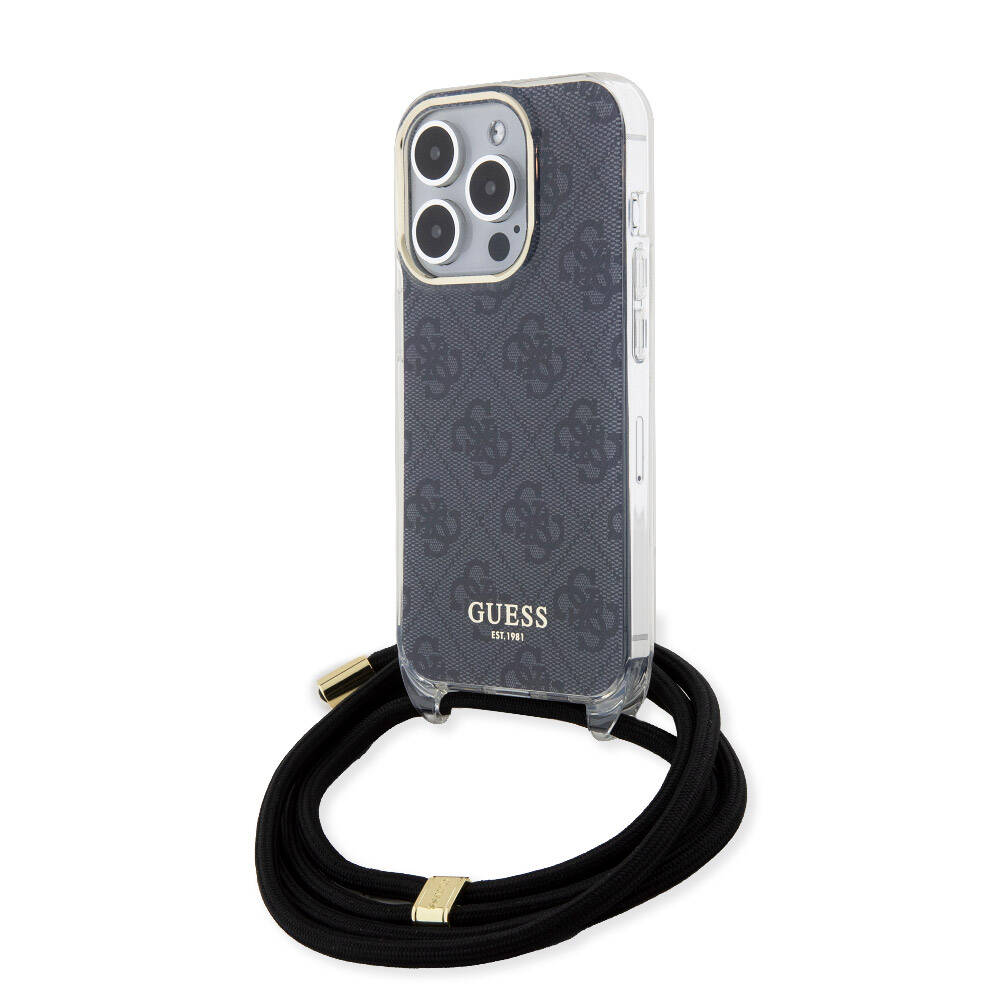 Guess iPhone 15 Pro Orjinal Lisanslı Çapraz Kordon 4G Desenli Kılıf