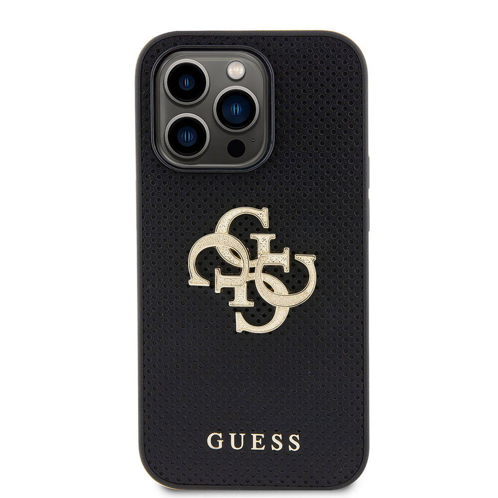 Guess iPhone 15 Pro Orjinal Lisanslı Delikli Yazı ve 4G Glitter Büyük Metal Logolu Kılıf