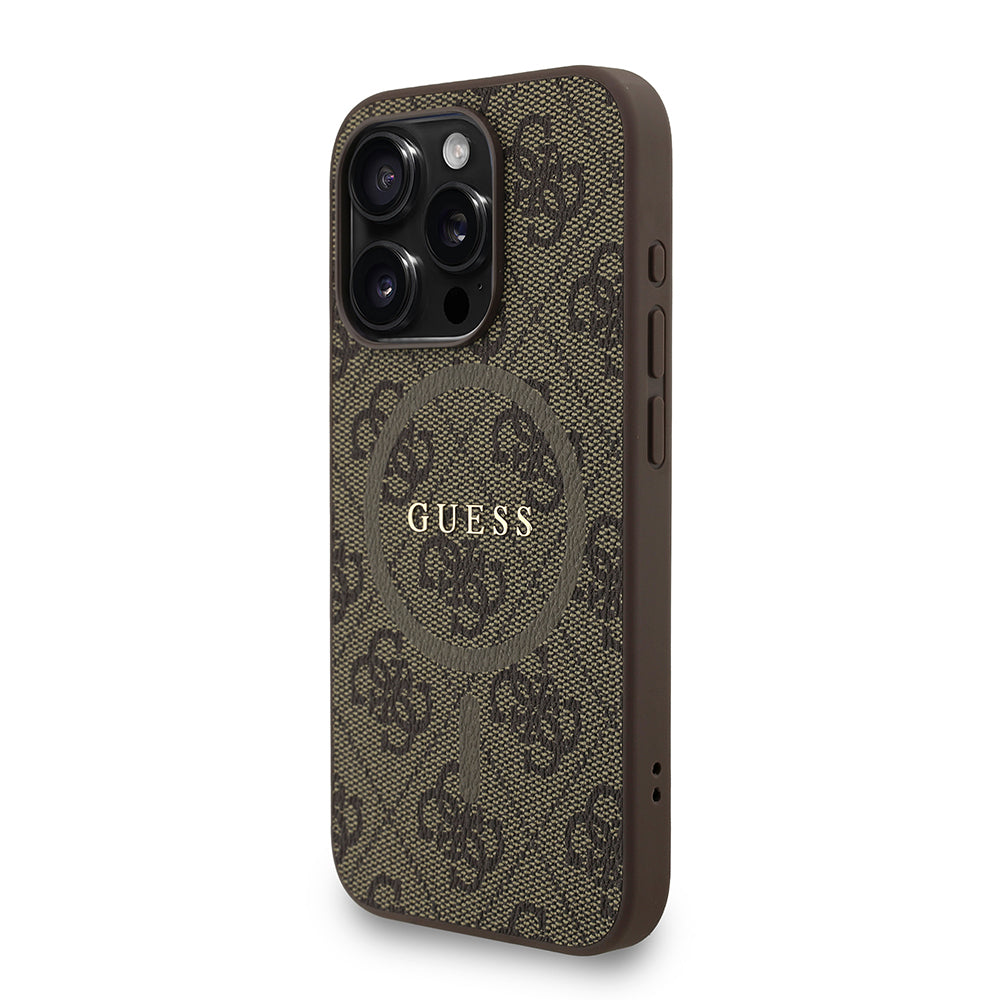 Guess iPhone 15 Pro Orjinal Lisanslı Magsafe PU Deri Bilek Askı İpli Yazı Logolu Telefon Kılıfı